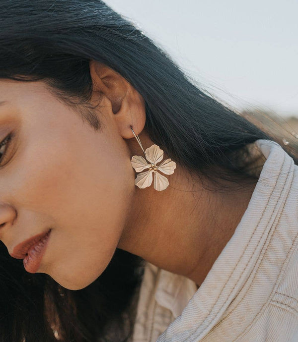 Sayuri Flower Silver Drop Earrings - Matr Boomie Fair Trade - Terra Cotta Gorge Co.