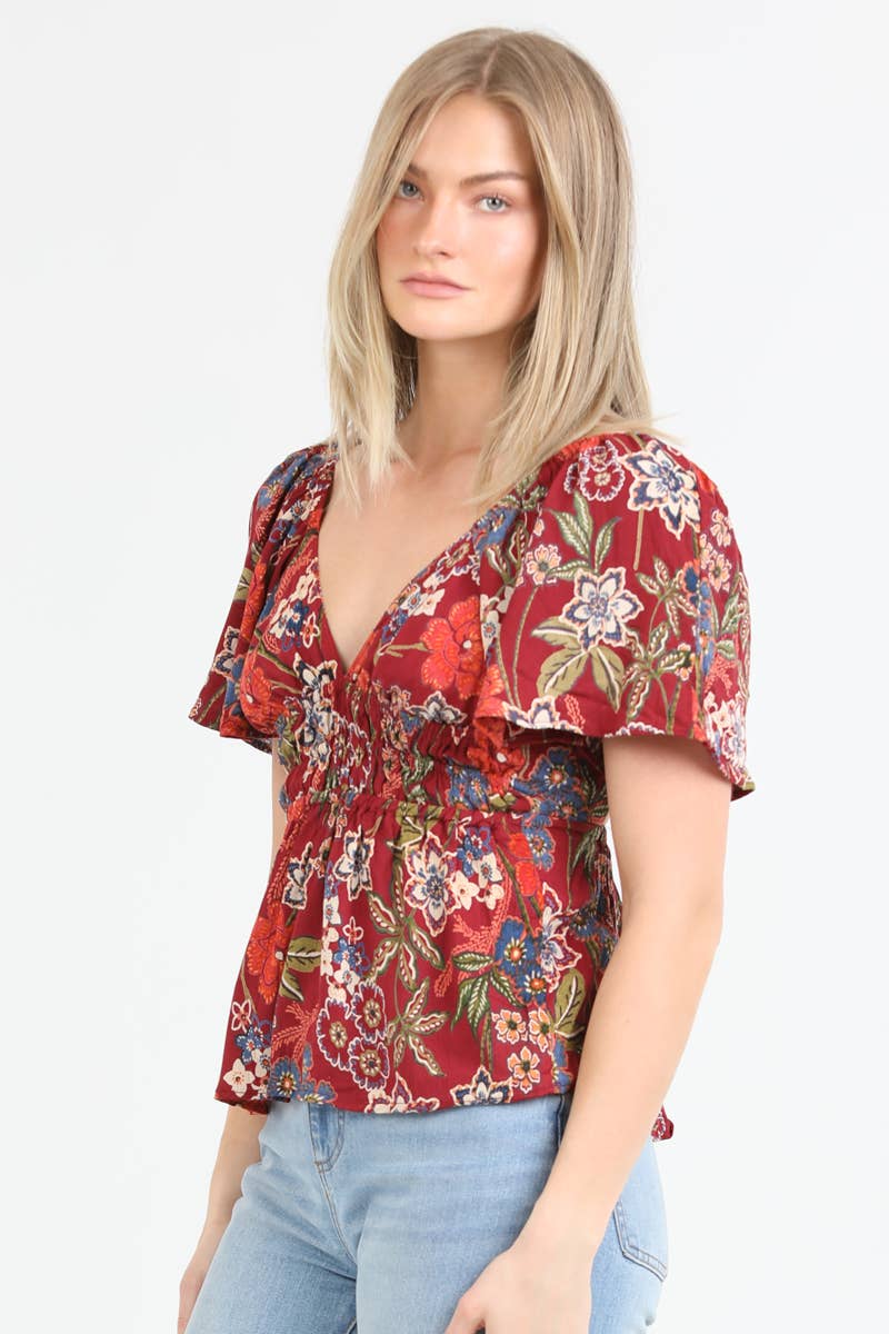 STRAPPY BACK WITH FLORAL PRINT BLOUSE - ANGIE - Terra Cotta Gorge Co.