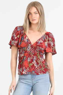 STRAPPY BACK WITH FLORAL PRINT BLOUSE - ANGIE - Terra Cotta Gorge Co.