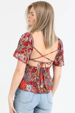 STRAPPY BACK WITH FLORAL PRINT BLOUSE - ANGIE - Terra Cotta Gorge Co.