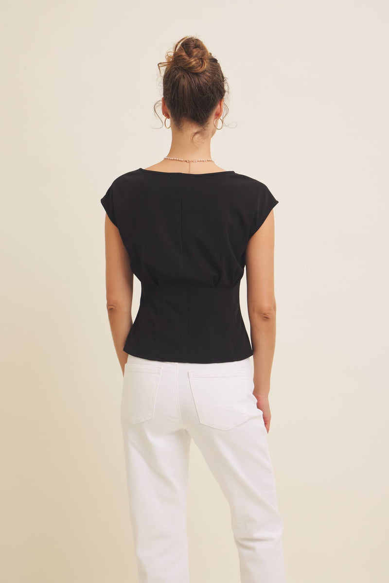 STRETCHY KNIT TOP WITH TAILORED WAIST - in february - Terra Cotta Gorge Co.