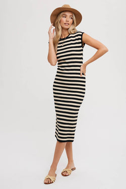 STRIPED CONTRAST TANK MIDI DRESS - Bluivy - Terra Cotta Gorge Co.