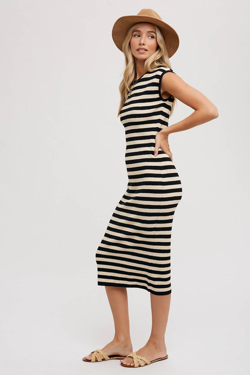 STRIPED CONTRAST TANK MIDI DRESS - Bluivy - Terra Cotta Gorge Co.