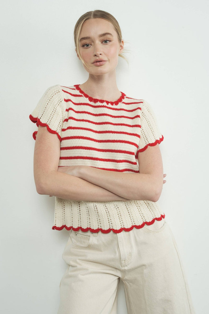 STRIPED CROCHET SWEATER - Aaron & Amber - Terra Cotta Gorge Co.