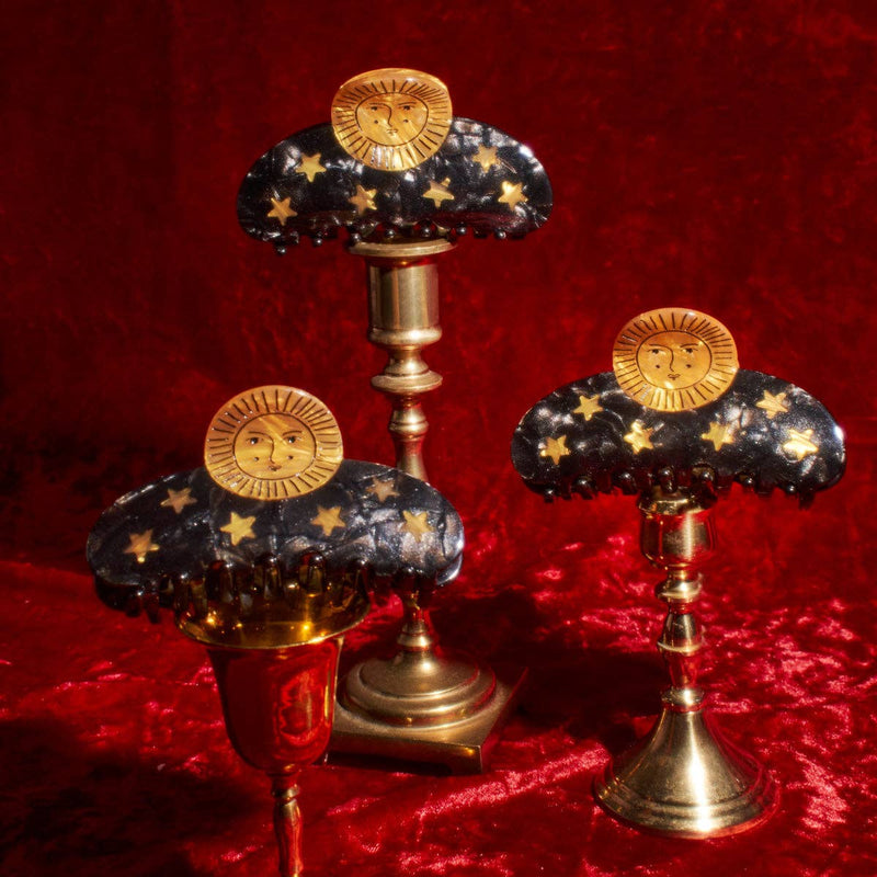 Sun and Stars Astrology Hair Claw in Gold and Black Acetate - WINONA IRENE - Terra Cotta Gorge Co.