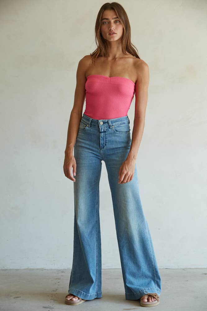 Sweetheart Neckline Ribbed Tube Top - By Together - Terra Cotta Gorge Co.