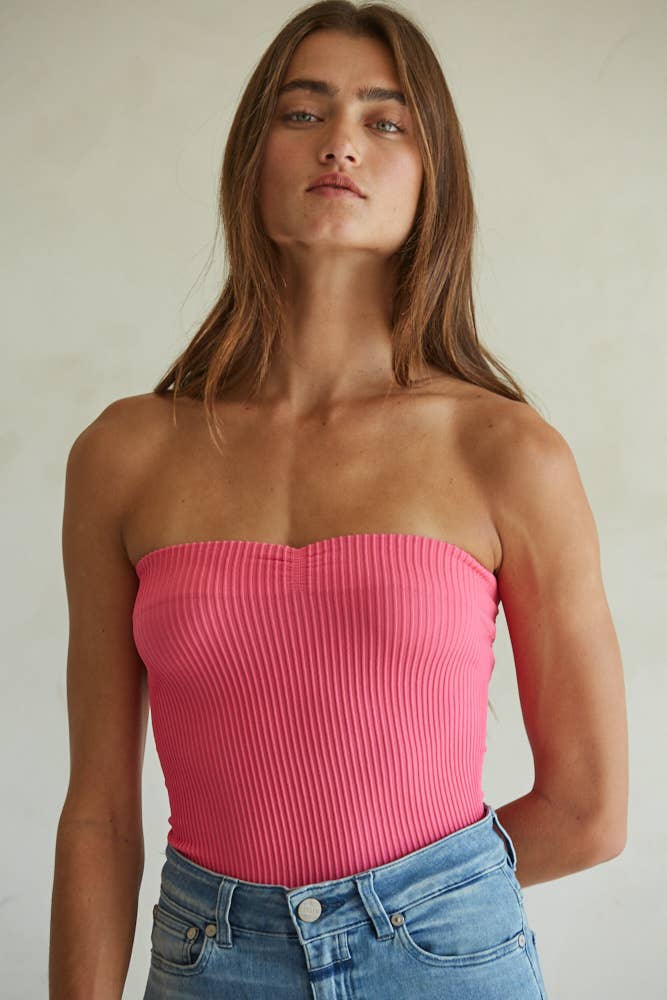 Sweetheart Neckline Ribbed Tube Top - Terra Cotta Gorge Co.