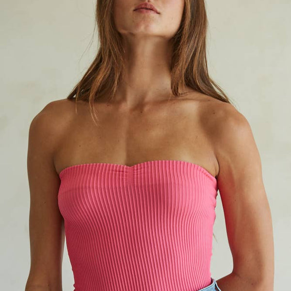 Sweetheart Neckline Ribbed Tube Top - Terra Cotta Gorge Co.