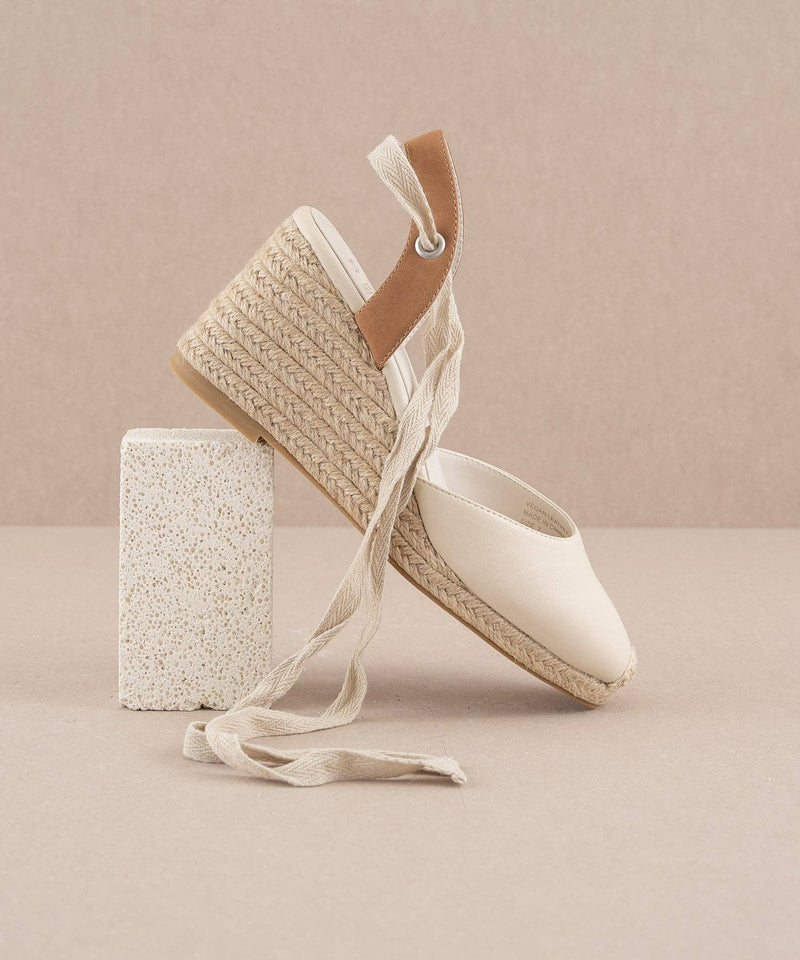 The Alondra Beige | Lace Up Espadrille Wedge - Oasis Society - Terra Cotta Gorge Co.