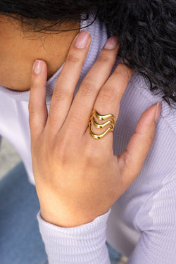 Three's Company Ring - 18K Gold Plated - Peter and June - Terra Cotta Gorge Co.