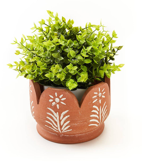 Vasanta Petals Planter with Drainage - Terracotta - Matr Boomie Fair Trade - Terra Cotta Gorge Co.