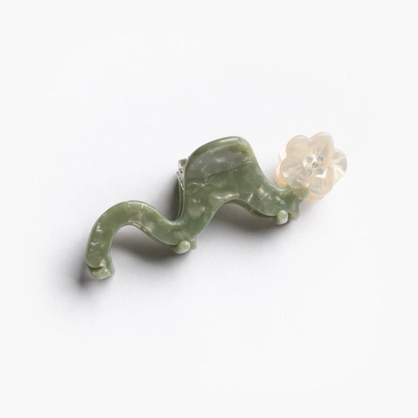 White Orange Blossom Flower Small Squiggle Acetate Hair Claw - WINONA IRENE - Terra Cotta Gorge Co.