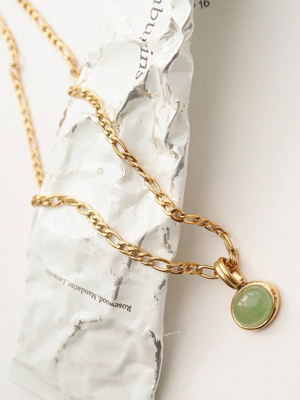 Winslow Non - Tarnish Green Stone Pendant Chain Necklace - Flânerie by MAIQ - Terra Cotta Gorge Co.