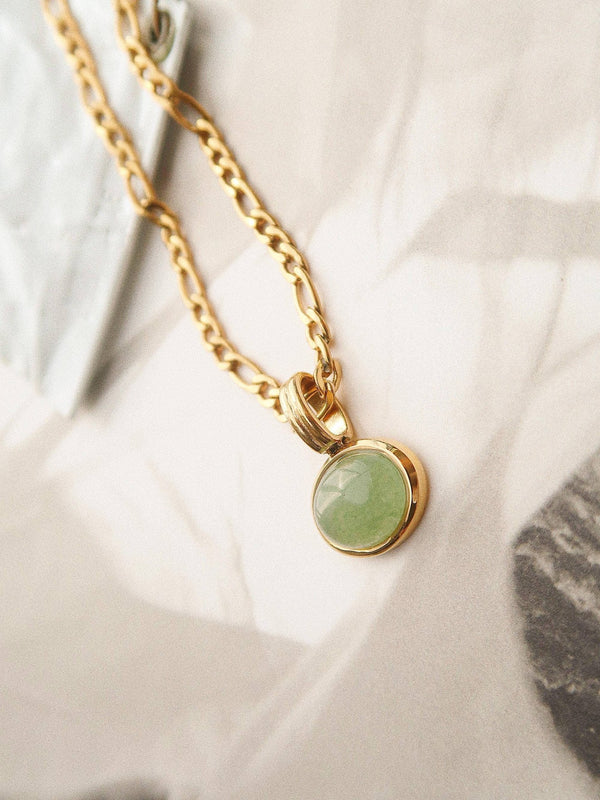Winslow Non - Tarnish Green Stone Pendant Chain Necklace - Flânerie by MAIQ - Terra Cotta Gorge Co.