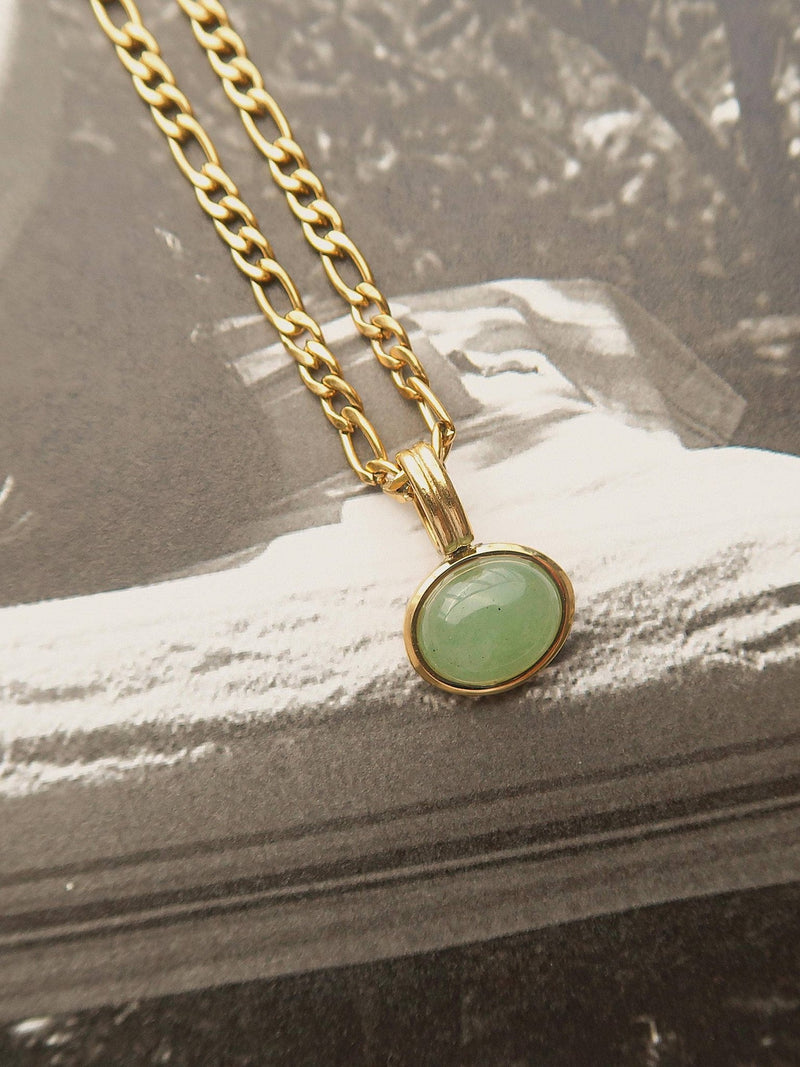 Winslow Non - Tarnish Green Stone Pendant Chain Necklace - Flânerie by MAIQ - Terra Cotta Gorge Co.