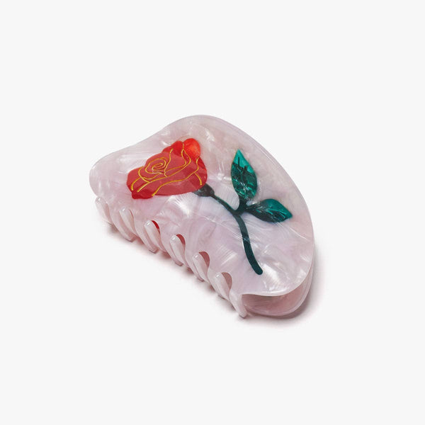 Women's Belle Pink Single Red Rose Acetate Hair Claw - WINONA IRENE - Terra Cotta Gorge Co.