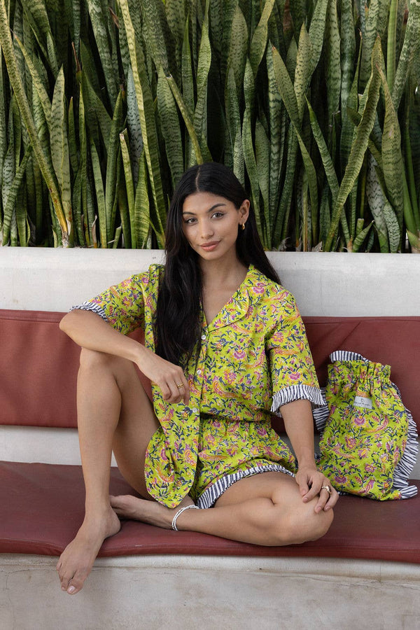 Women's Block Printed 3 - Piece Lounge Set (Paradise Lost) - The Fox and The Mermaid - Terra Cotta Gorge Co.