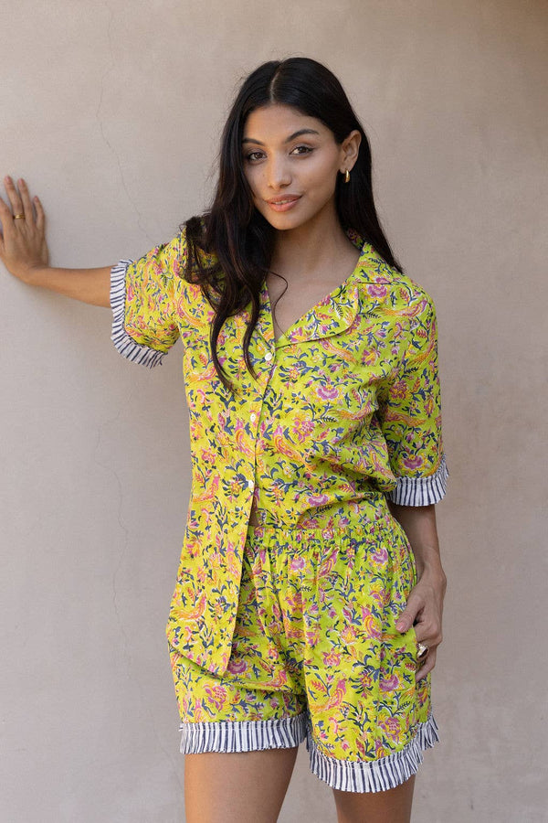 Women's Block Printed 3 - Piece Lounge Set (Paradise Lost) - The Fox and The Mermaid - Terra Cotta Gorge Co.