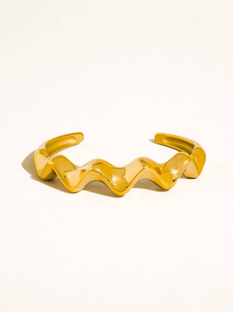 Zauris 18K Gold Non - Tarnish Wave Cuff Bracelet - Flânerie by MAIQ - Terra Cotta Gorge Co.
