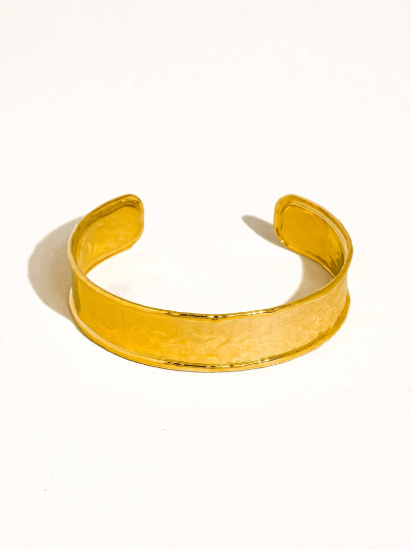 Zavra 18K Gold Non - Tarnish Hammered Cuff Bracelet - Flânerie by MAIQ - Terra Cotta Gorge Co.