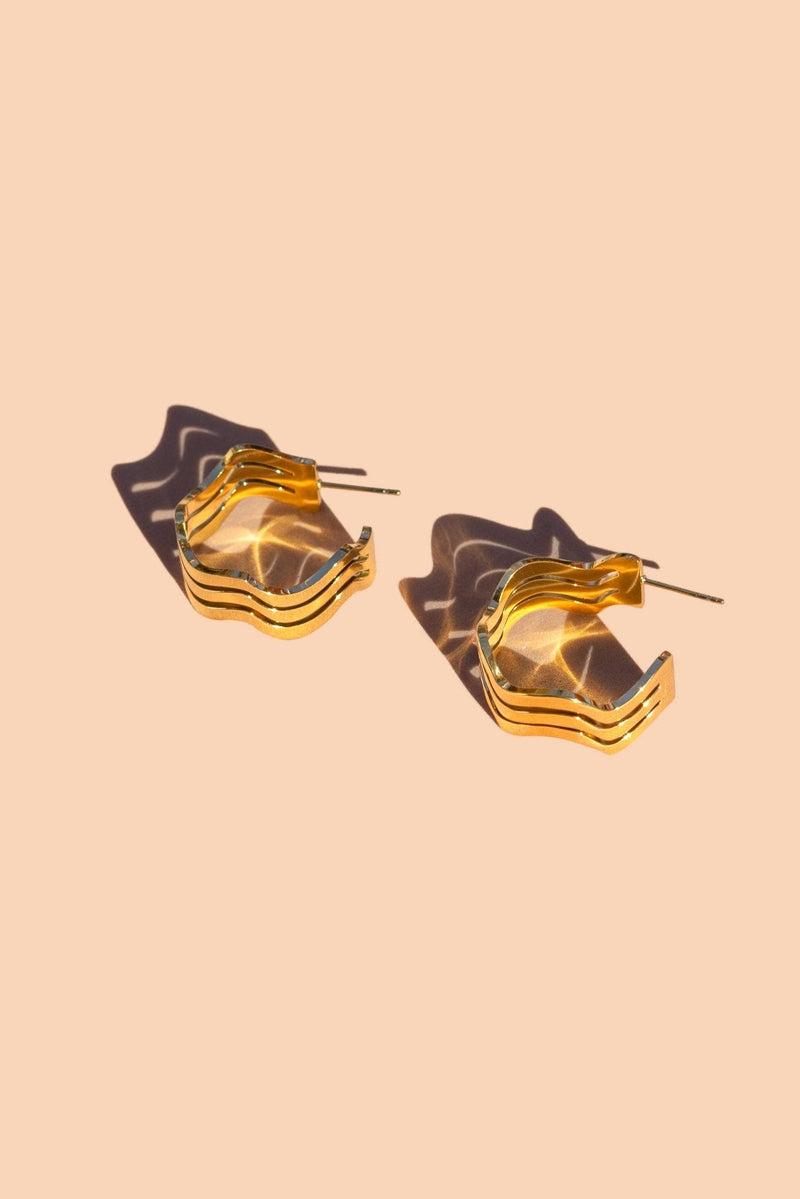 Zig Zag Hoops - 18K Gold Plated - Peter and June - Terra Cotta Gorge Co.