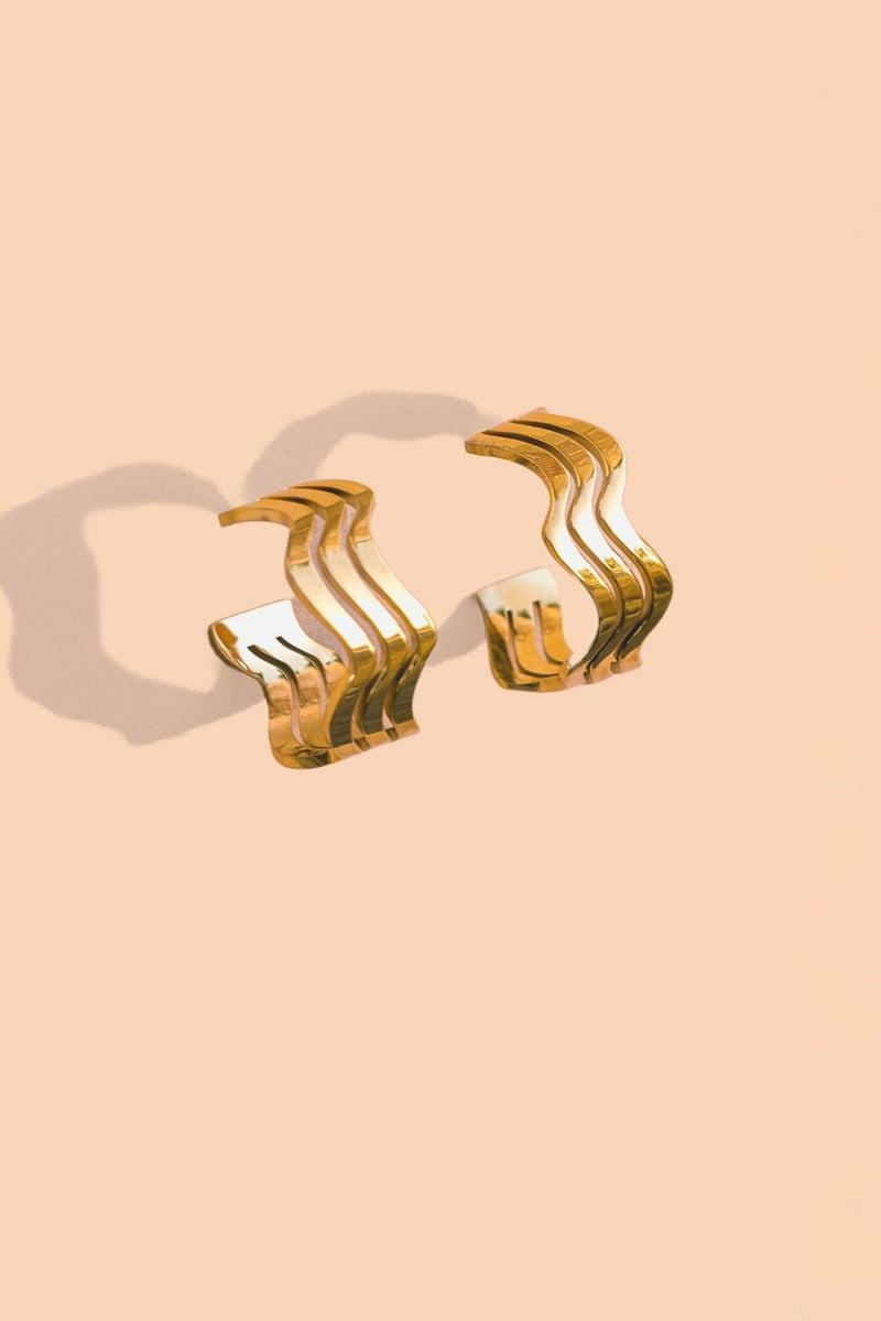 Zig Zag Hoops - 18K Gold Plated - Peter and June - Terra Cotta Gorge Co.