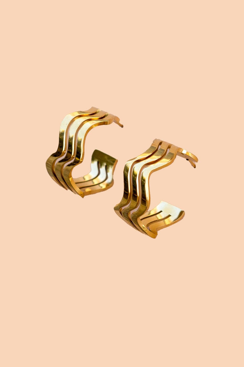 Zig Zag Hoops - 18K Gold Plated - Peter and June - Terra Cotta Gorge Co.