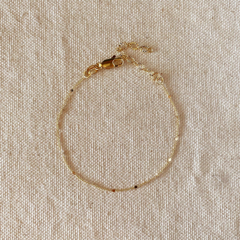 18k Gold Filled 1mm Curb Bracelet With Pressed Details - Terra Cotta Gorge Co.
