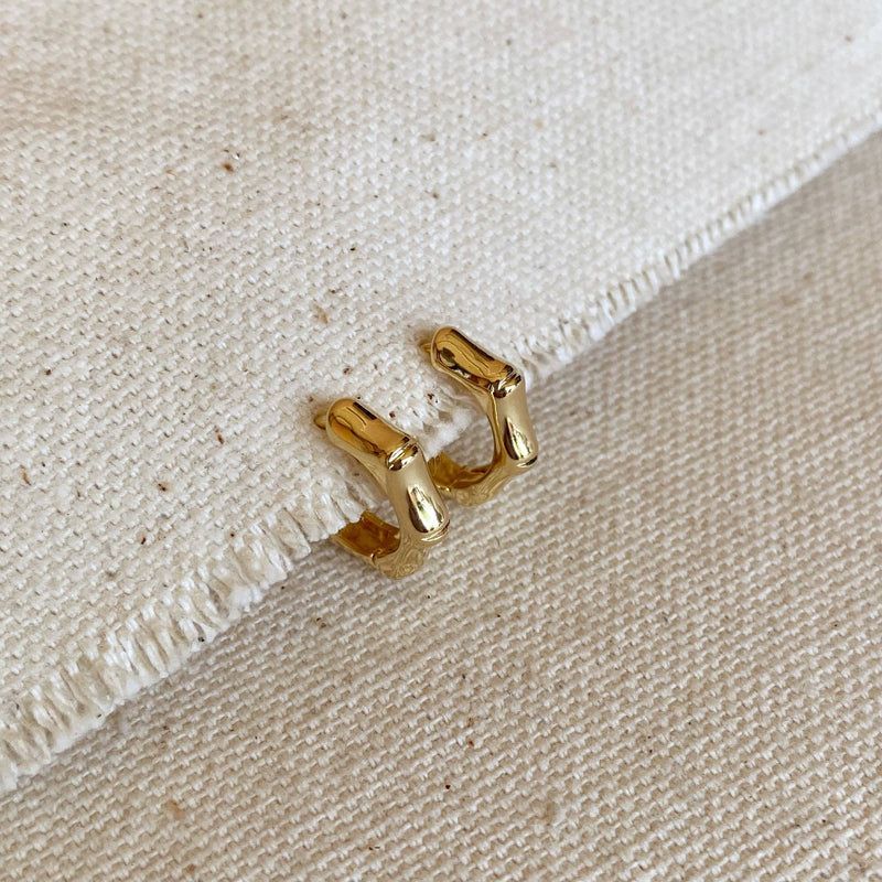 18k Gold Filled Bamboo Clicker Hoop Earrings - Terra Cotta Gorge Co.