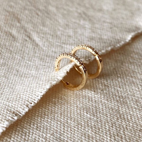 18k Gold Filled Thin Line Cubic Zirconia Hoop Earrings - Terra Cotta Gorge Co.