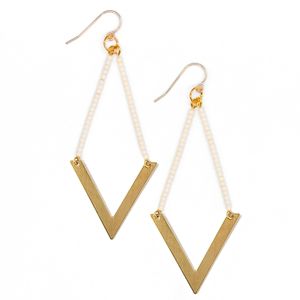 Geometric Beaded Earring - Ivory
