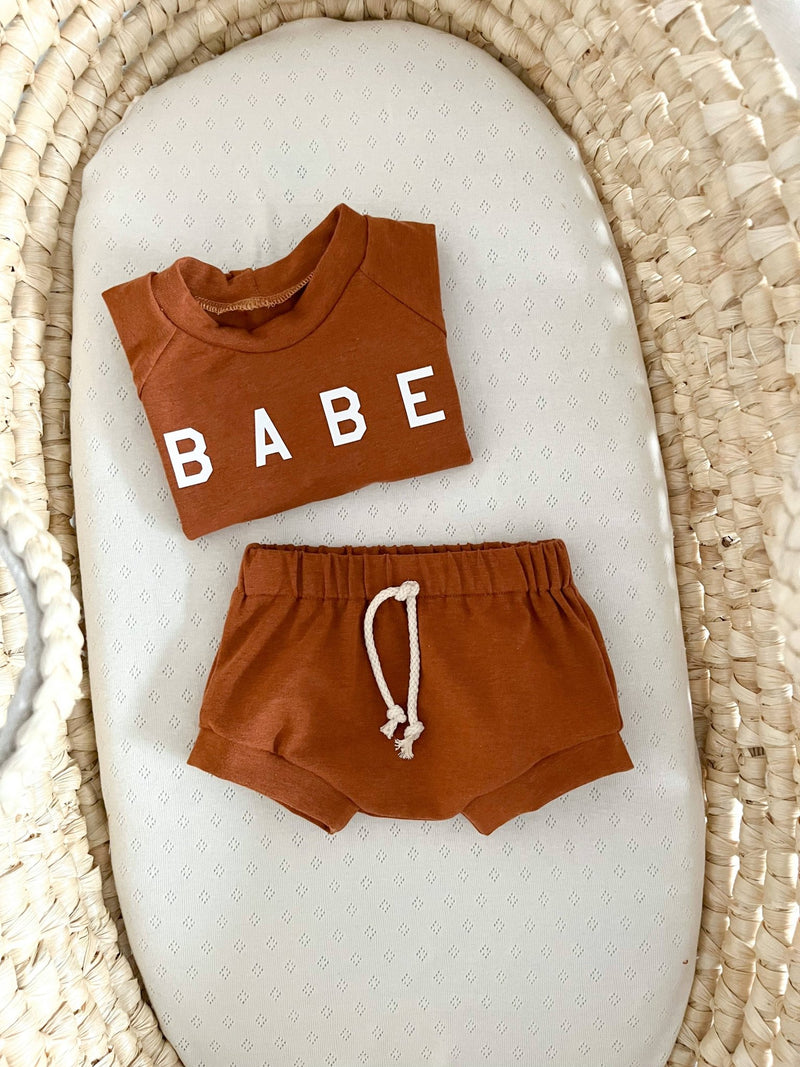 Baby Cognac Jersey Shorts - Switheart - baby apparel - Terra Cotta Gorge Co.