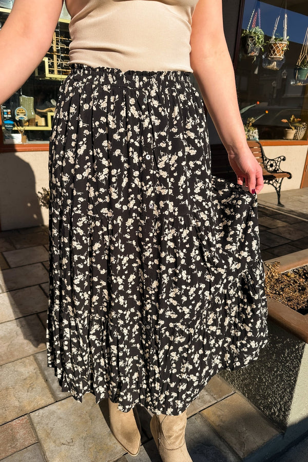 Black Floral Skirt - Polagram - Terra Cotta Gorge Co.