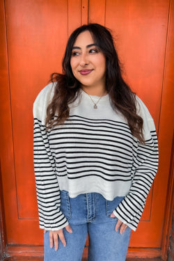 Black & White Stripped Sweater - Miou Muse - Terra Cotta Gorge Co.