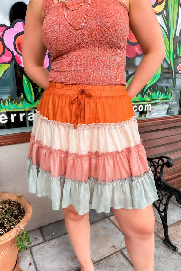 Blush Multi Colored Tiered Skirt - Terra Cotta Gorge Co.
