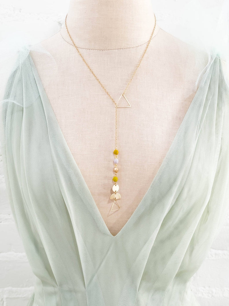 Brass and Bead Lariat Necklace - Terra Cotta Gorge Co.