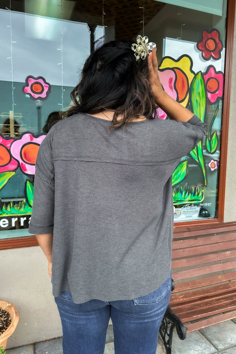 Charcoal Drop Shoulder Oversized Top - Terra Cotta Gorge Co.