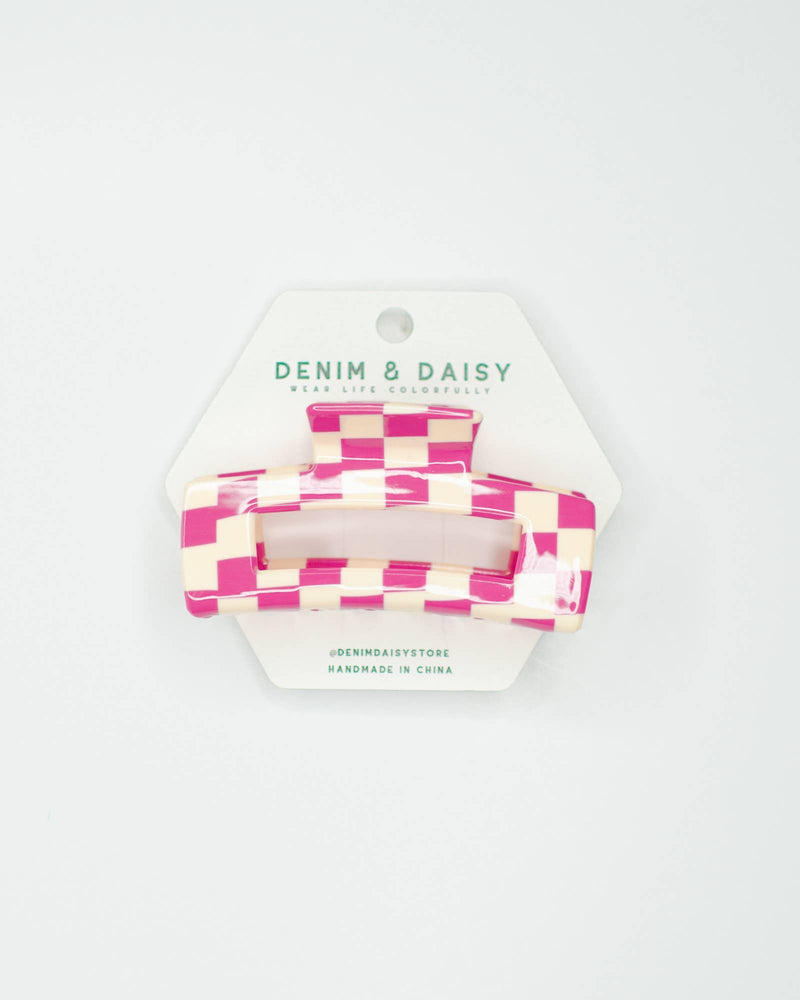 Checker Hair Claw - Denim & Daisy - Terra Cotta Gorge Co.