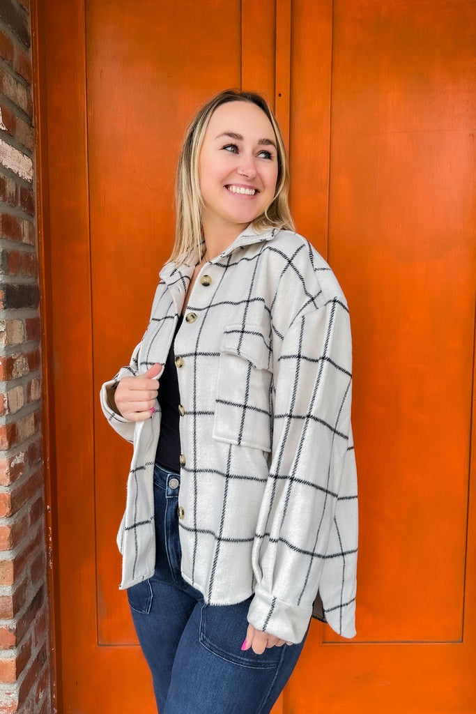 Cream Plaid Flannel Jacket - Jacket - Terra Cotta Gorge Co.