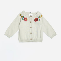 Floral Embroidered Baby Cardigan Sweater - Viverano Organics - Terra Cotta Gorge Co.