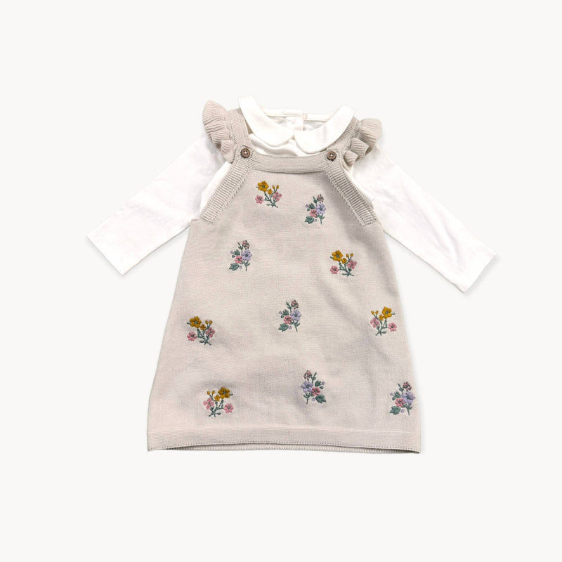 Floral Embroidered Tunic Baby Knit Dress Set (Organic) - Viverano Organics - Terra Cotta Gorge Co.