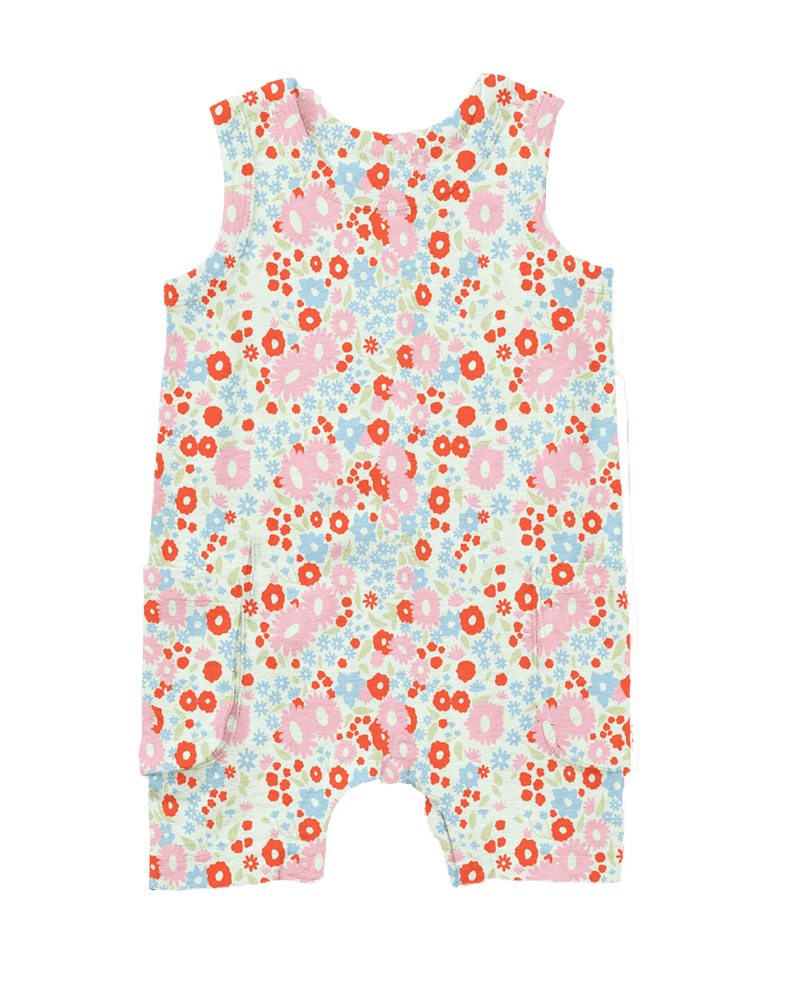 Flower Child Pocket Playsuit, Shorty Romper, Baby Clothes - Terra Cotta Gorge Co.