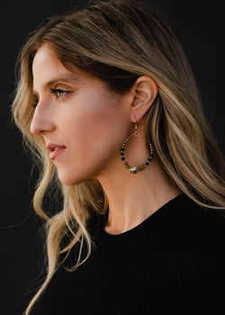 Gold Wire Hoop Earrings w/ Beaded Detail - Panache Apparel Co. - Terra Cotta Gorge Co.