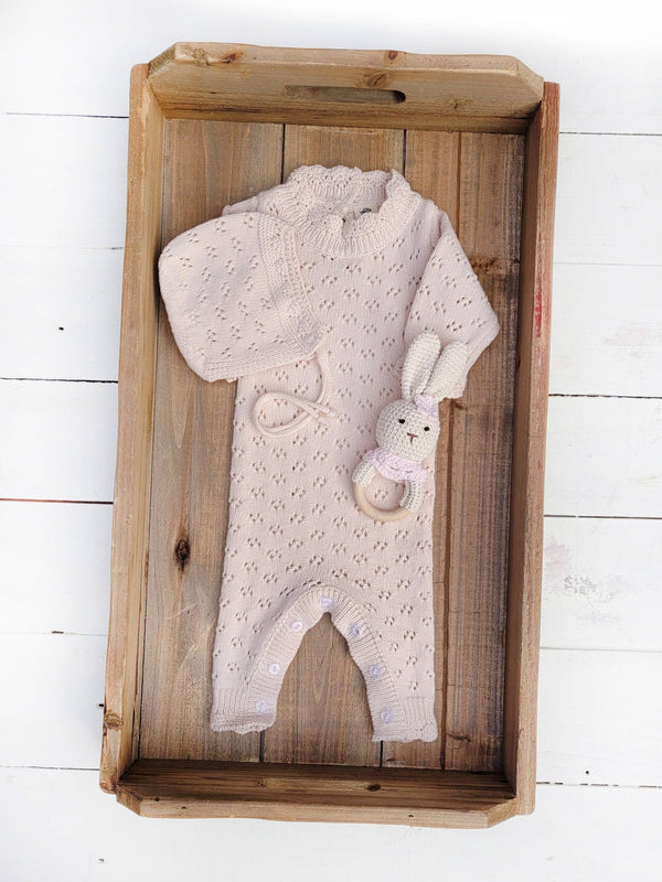 Grace Knitted Romper with Hat 2pc Set - Terra Cotta Gorge Co.