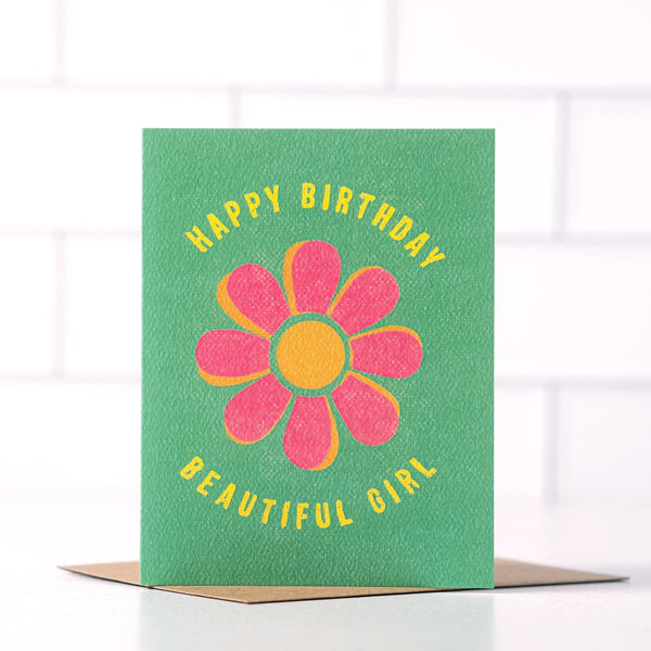 Happy Birthday Beautiful Girl - Hippie Birthday Card - Daydream Prints - Terra Cotta Gorge Co.