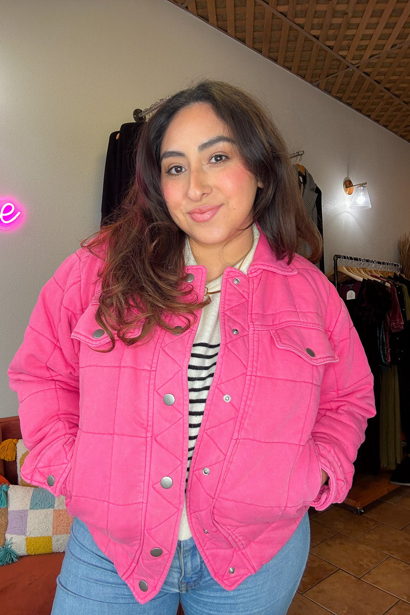 Hot Pink Quilted Oversized Jacket - Blue B. - Terra Cotta Gorge Co.