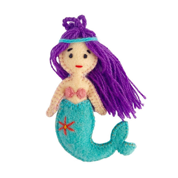 Mermaid Embroidered Wool Ornament - Ornaments 4 Orphans - Terra Cotta Gorge Co.