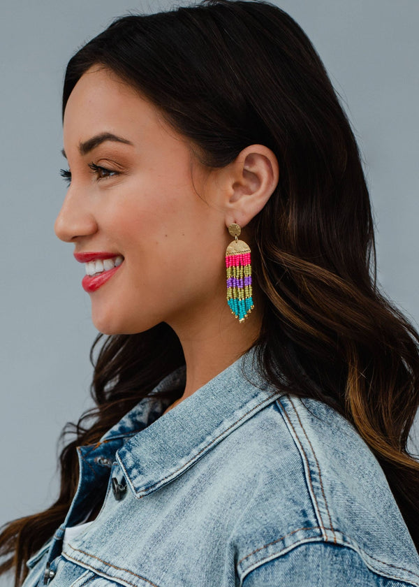 Multicolored Beaded Earrings - Terra Cotta Gorge Co.
