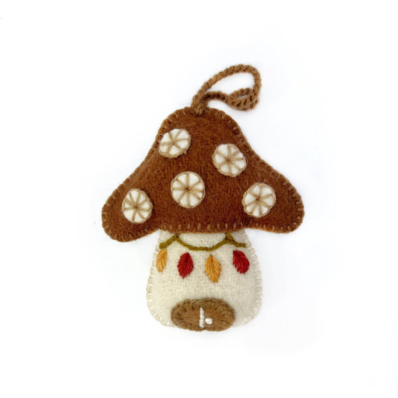 Mushroom House Embroidered Wool Ornament - Ornaments 4 Orphans - Terra Cotta Gorge Co.