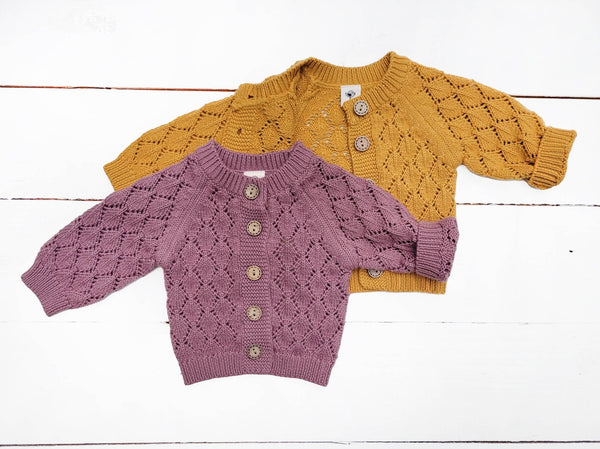 Mustard Baby Girl Knit Sweater Cardigan - Terra Cotta Gorge Co.